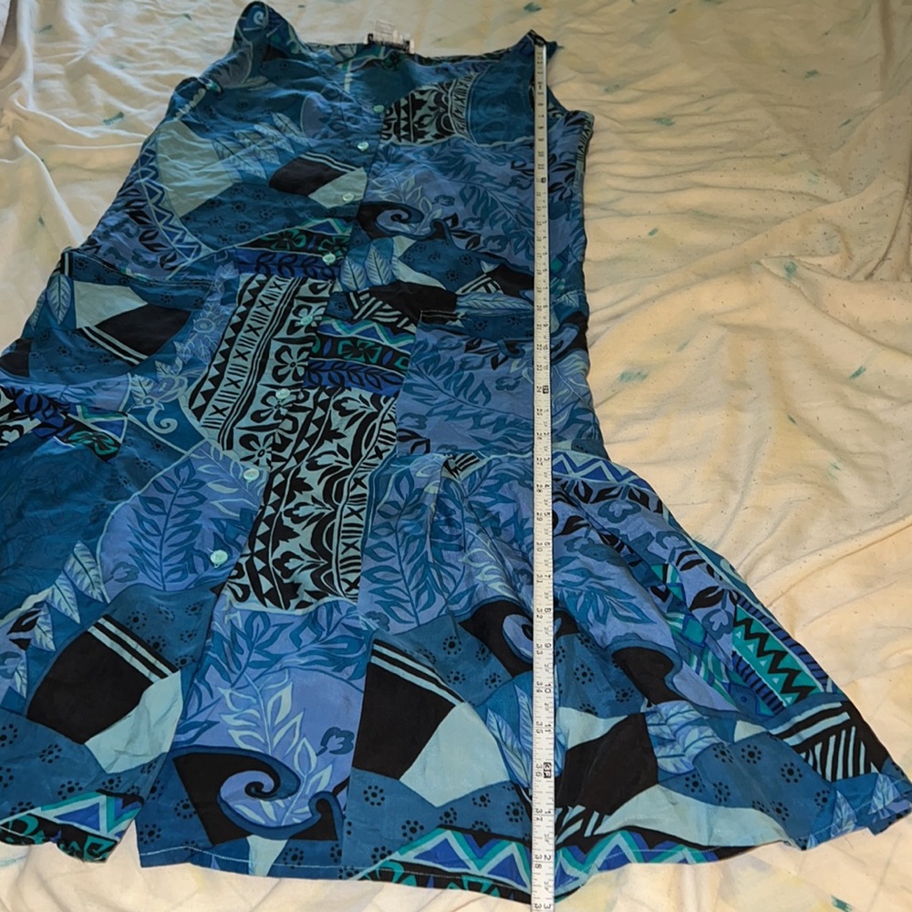 Jan Pedersen size 6 blue silk dress sleeveless button front New Without Tags - Picture 11 of 13